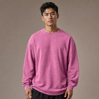Long Sleeve Shirt Crew Neck Relaxed Fit in Pink – Tarlano Premium Menswear