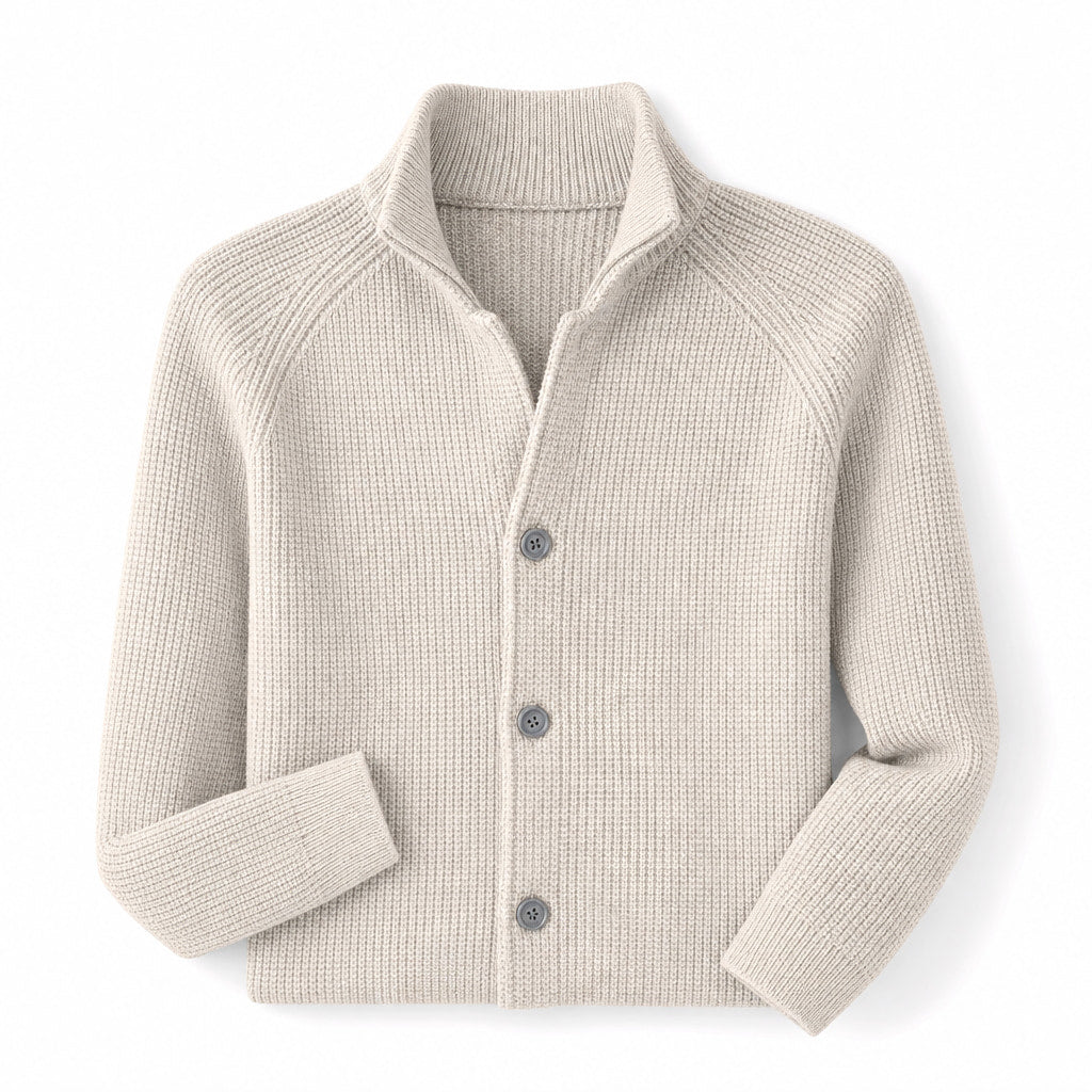 Cardigan Button Front Knit Relaxed Fit Beige – Product Photo