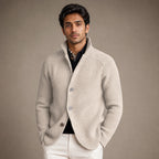Cardigan Button Front Knit Relaxed Fit in Beige – Tarlano Premium Menswear