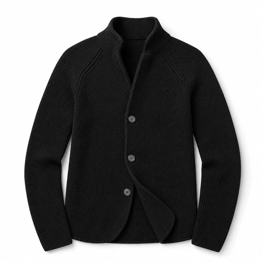Cardigan Button Front Knit Relaxed Fit Black – Product Photo