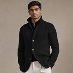 Cardigan Button Front Knit Relaxed Fit in Black – Tarlano Premium Menswear