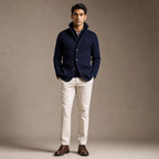 Cardigan Button Front Knit Relaxed Fit Blue – Full Look