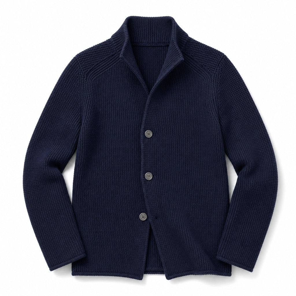Cardigan Button Front Knit Relaxed Fit Blue – Product Photo