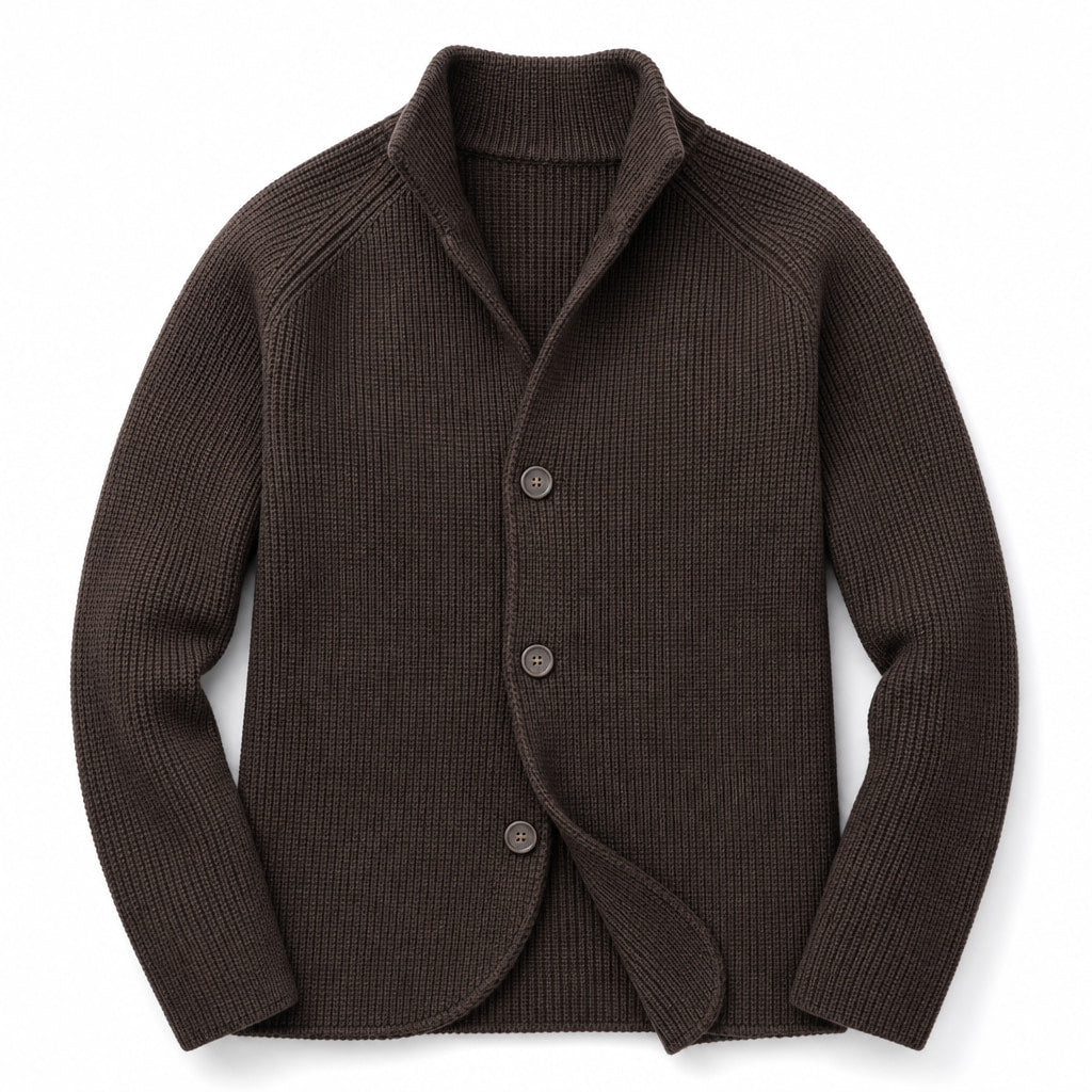 Cardigan Button Front Knit Relaxed Fit Brown – Product Photo