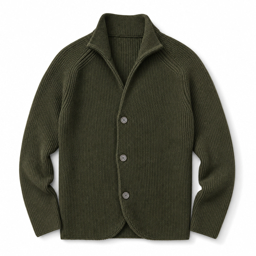 Cardigan Button Front Knit Relaxed Fit Green – Product Photo
