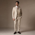 Three Piece Suit Breathable Weave Beige – Full Look