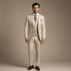Three Piece Suit Breathable Weave in Beige – Tarlano Premium Menswear