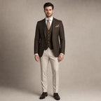 Three Piece Suit Breathable Weave Dark Brown – Product Photo