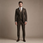 Three Piece Suit Breathable Weave in Dark Brown – Tarlano Premium Menswear