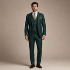 Three Piece Suit Breathable Weave in Dark Green – Tarlano Premium Menswear