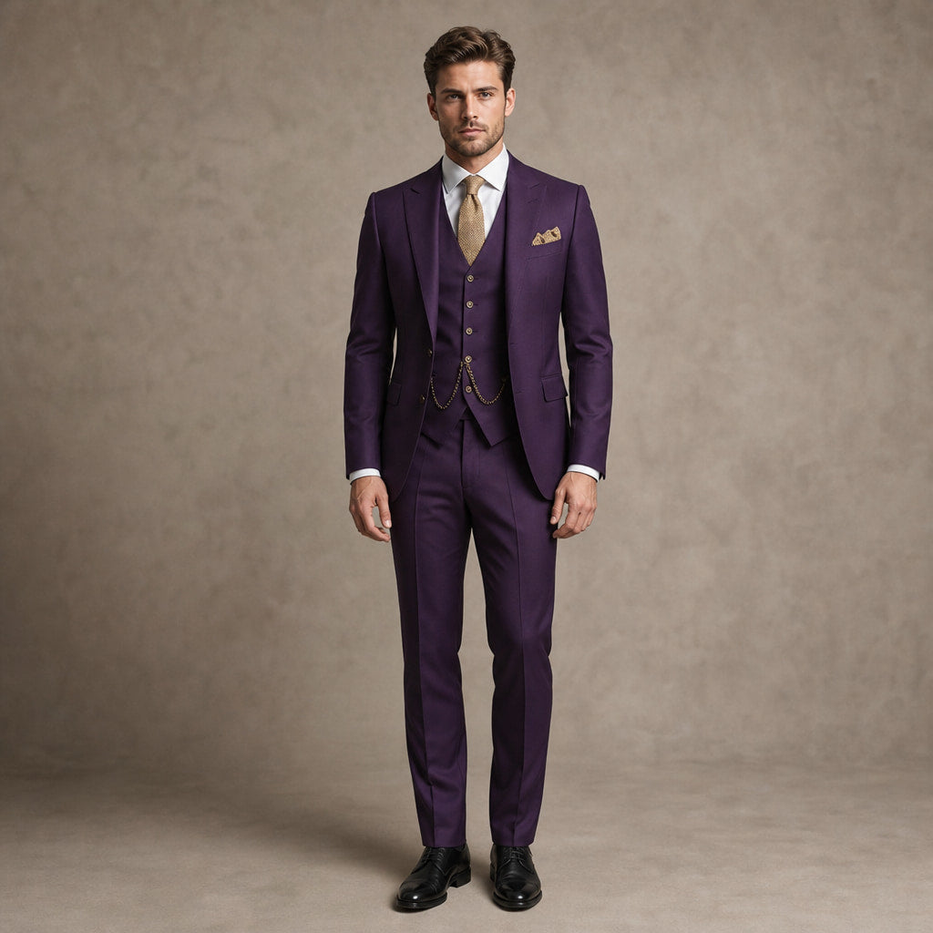 Three Piece Suit Breathable Weave Dark Purple – Product Photo