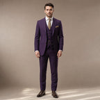 Three Piece Suit Breathable Weave in Dark Purple – Tarlano Premium Menswear