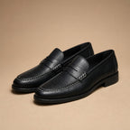 Leather Loafer Shoes Slip On Black – Product Photo