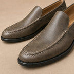 Leather Loafer Shoes Slip On Brown – Fabric and Detail Close-Up