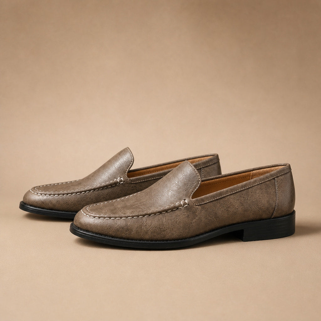Leather Loafer Shoes Slip On in Brown – Tarlano Premium Menswear