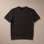 Knit Tee Jacquard Crew Neck Espresso Brown – Product Photo