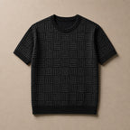 Knit Tee Jacquard Crew Neck Midnight Graphite – Product Photo