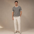 Knit Tee Jacquard Crew Neck Sandstone Black – Full Look