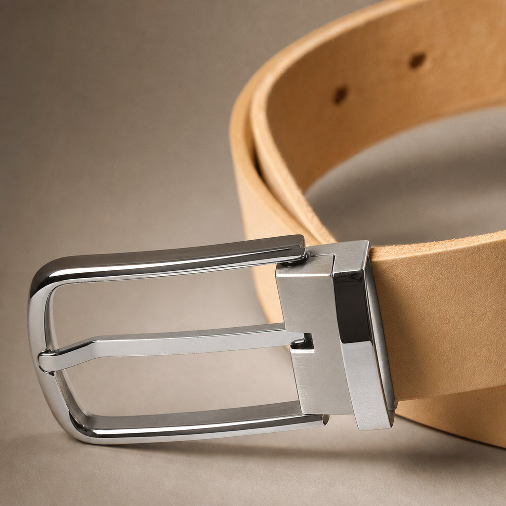 Leather Belt Vegetable Tanned Beige – Fabric and Detail Close-Up