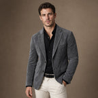 Suede Blazer Slim Fit Two Button Dark Grey – Product Photo