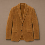 Suede Blazer Slim Fit Two Button Khaki – Flat Lay Product Photo