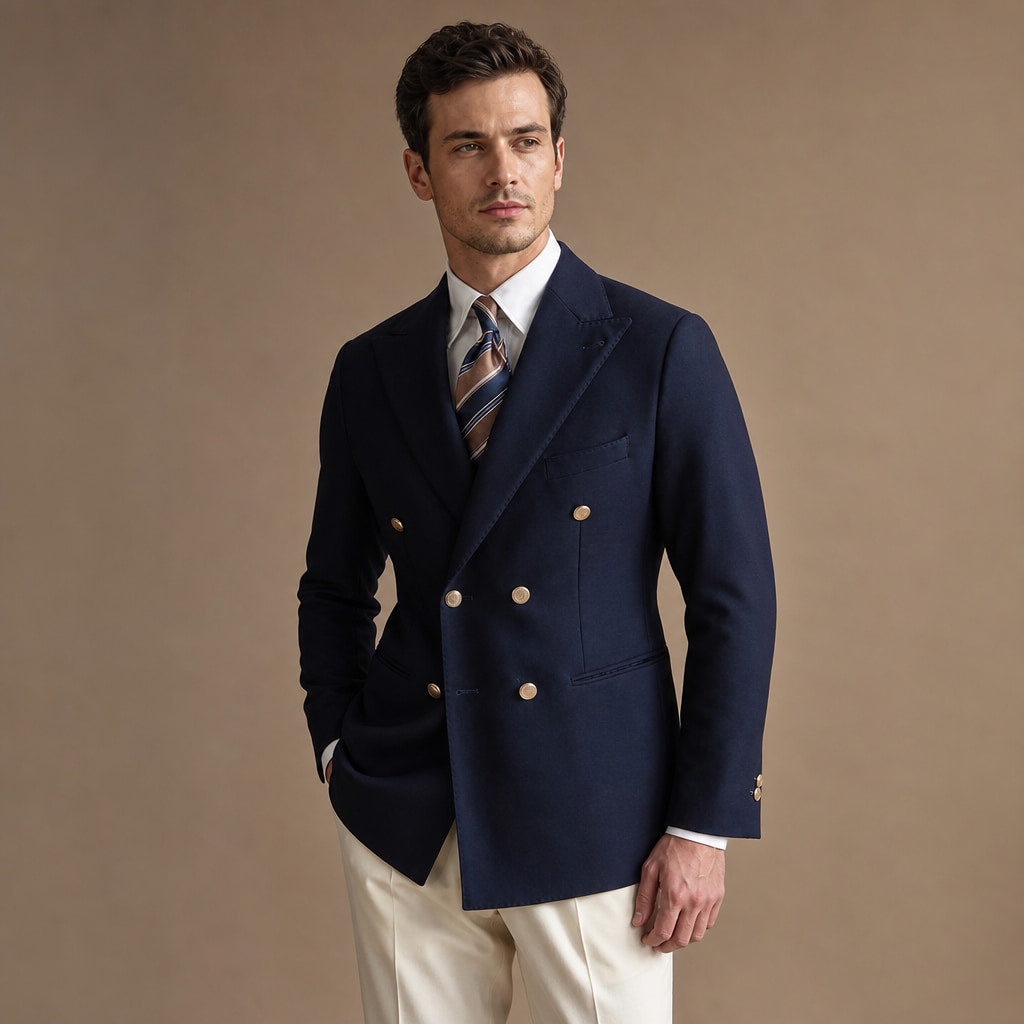 Blazer Half Lined Tailored Fit Navy – Side Angle View