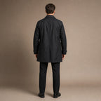 Trench Coat Medium Length Lapel Button-Up Black – Full Look