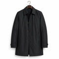 Trench Coat Medium Length Lapel Button-Up Black – Product Photo