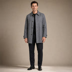 Trench Coat Medium Length Lapel Button-Up in Gray – Tarlano Premium Menswear