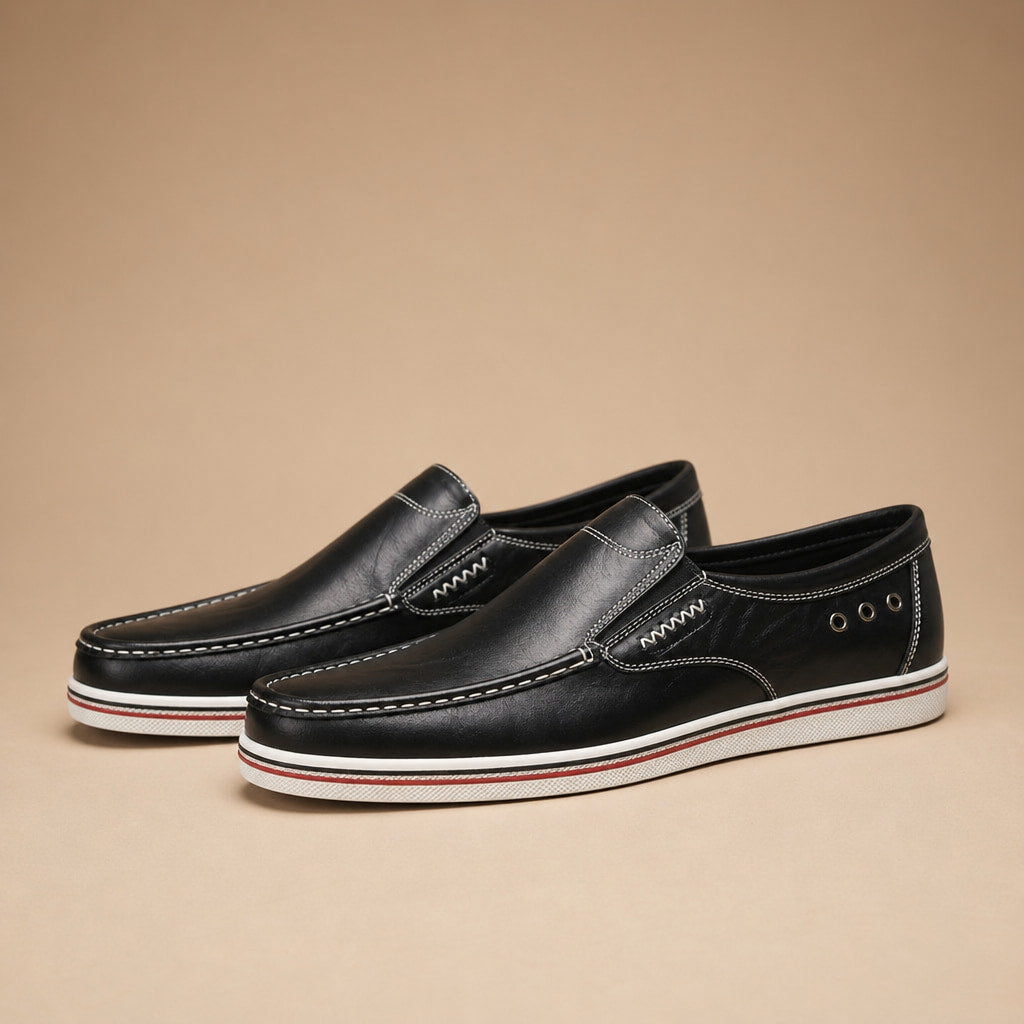 Leather Loafer Slip On in Black – Tarlano Premium Menswear