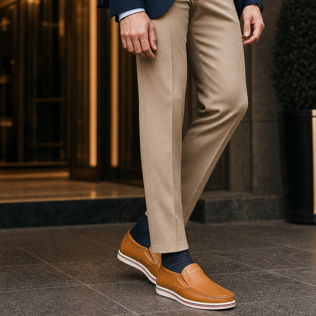 Leather Loafer Slip On Brown – Side Angle View
