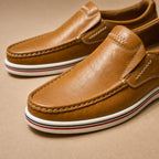 Leather Loafer Slip On Brown – Fabric and Detail Close-Up