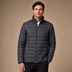 Puffer Jacket Stand Collar Windproof Insulated in Granite – Tarlano Premium Menswear