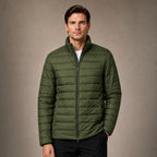 Puffer Jacket Stand Collar Windproof Insulated Green – Product Photo