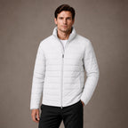 Puffer Jacket Stand Collar Windproof Insulated in White – Tarlano Premium Menswear