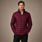 Puffer Jacket Stand Collar Windproof Insulated Wine – Product Photo