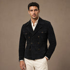 Suede Blazer Double Breasted in Black – Tarlano Premium Menswear