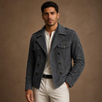 Suede Blazer Double Breasted Dark Gray – Product Photo