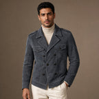 Suede Blazer Double Breasted in Dark Gray – Tarlano Premium Menswear