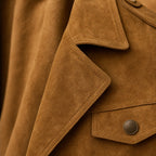 Suede Blazer Double Breasted Khaki – Fabric and Detail Close-Up