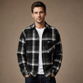 Flannel Checkered Overshirt Sleeveless Layering Black – Product Photo