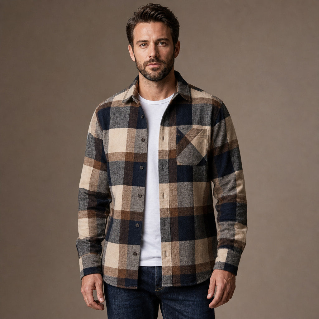 Flannel Checkered Overshirt Sleeveless Layering in Gray – Tarlano Premium Menswear