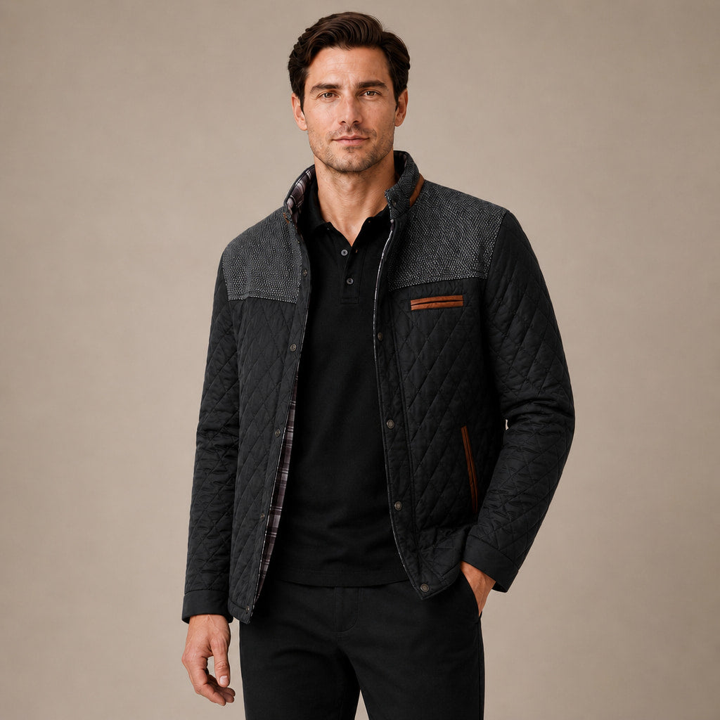 Puffer Jacket Lightweight Quilted Button-Down in Black – Tarlano Premium Menswear