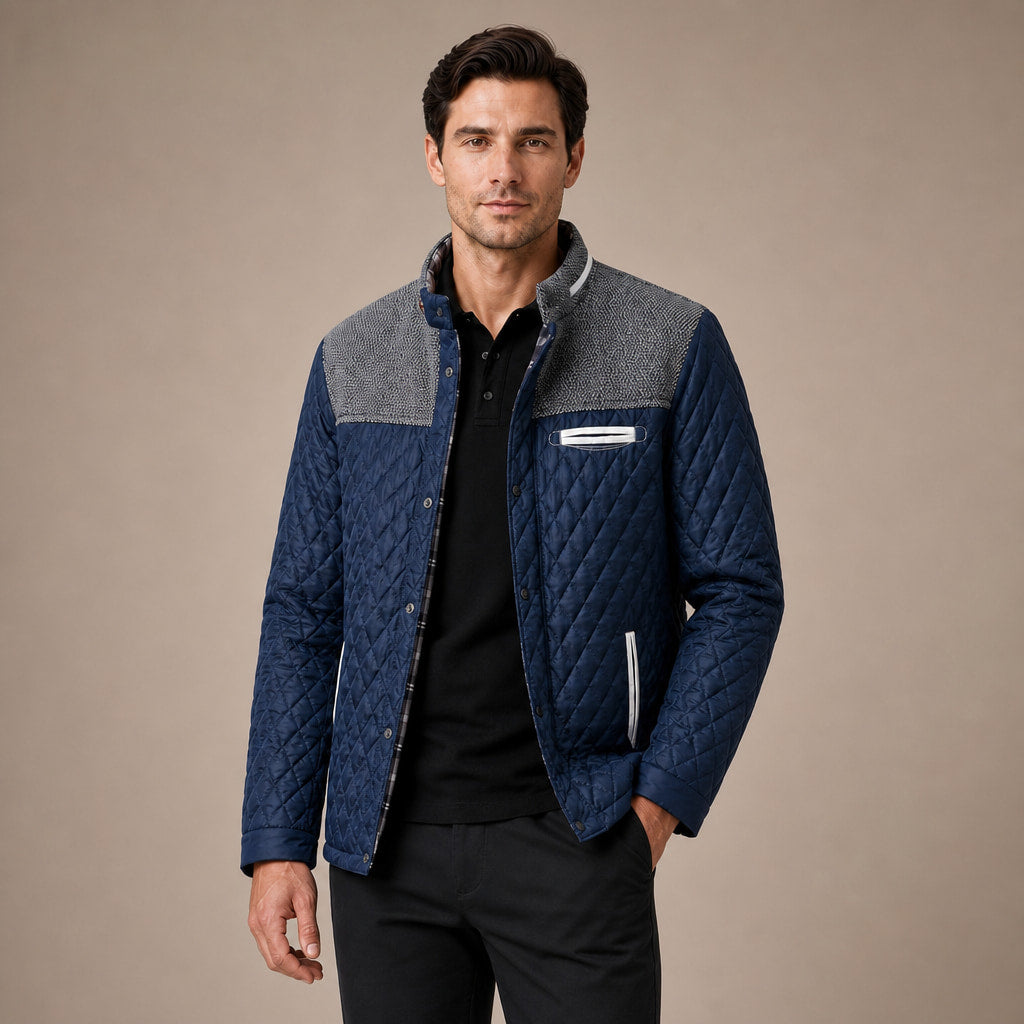 Puffer Jacket Lightweight Quilted Button-Down Blue – Product Photo