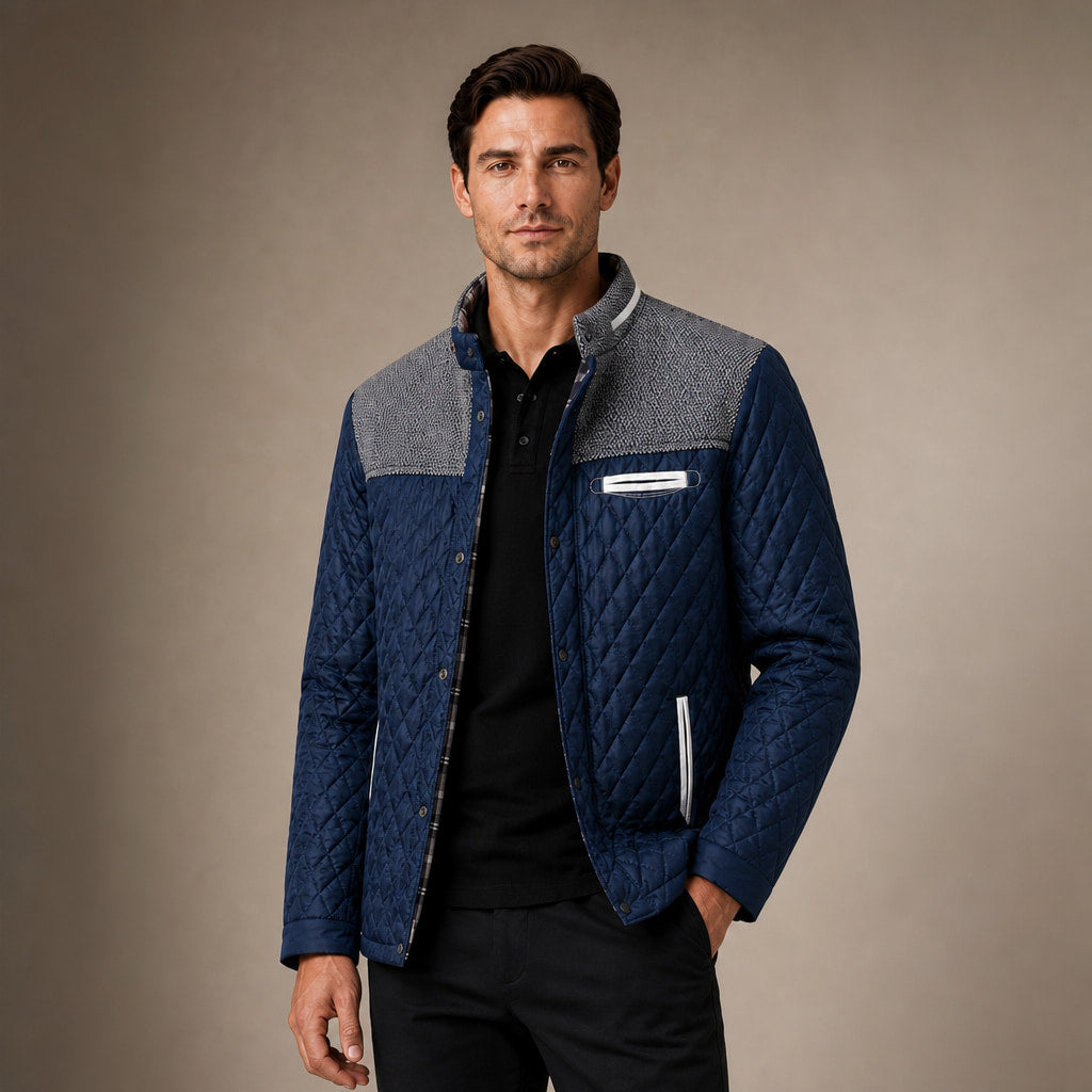 Puffer Jacket Lightweight Quilted Button-Down in Blue – Tarlano Premium Menswear