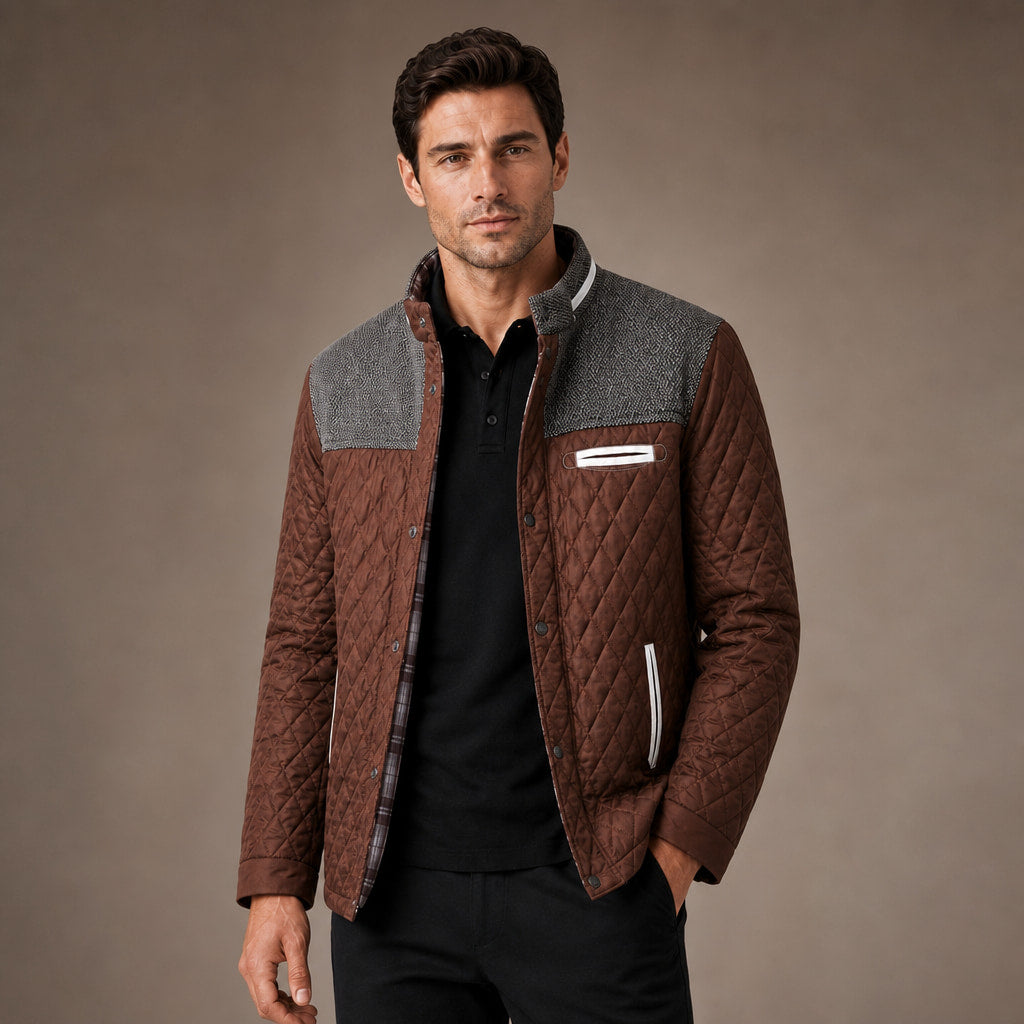 Puffer Jacket Lightweight Quilted Button-Down Brown – Product Photo