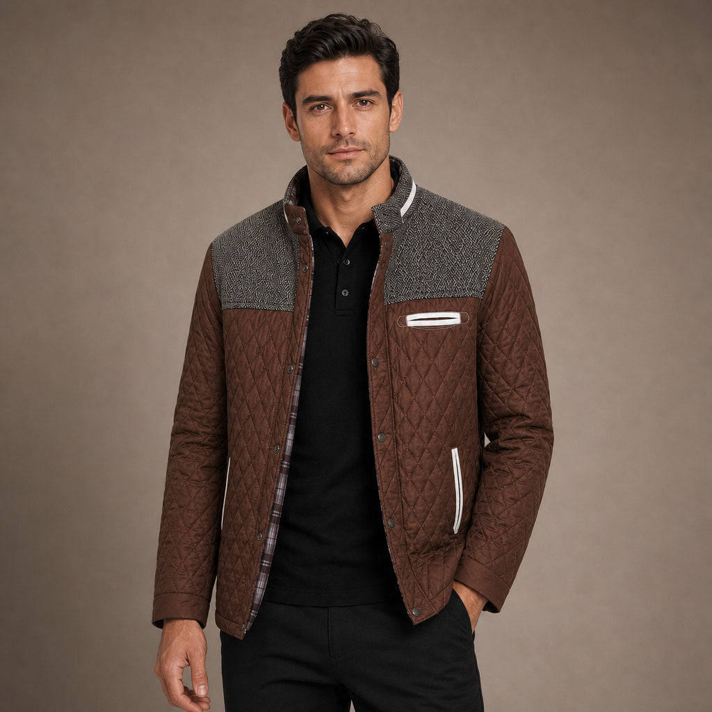Puffer Jacket Lightweight Quilted Button-Down in Brown – Tarlano Premium Menswear