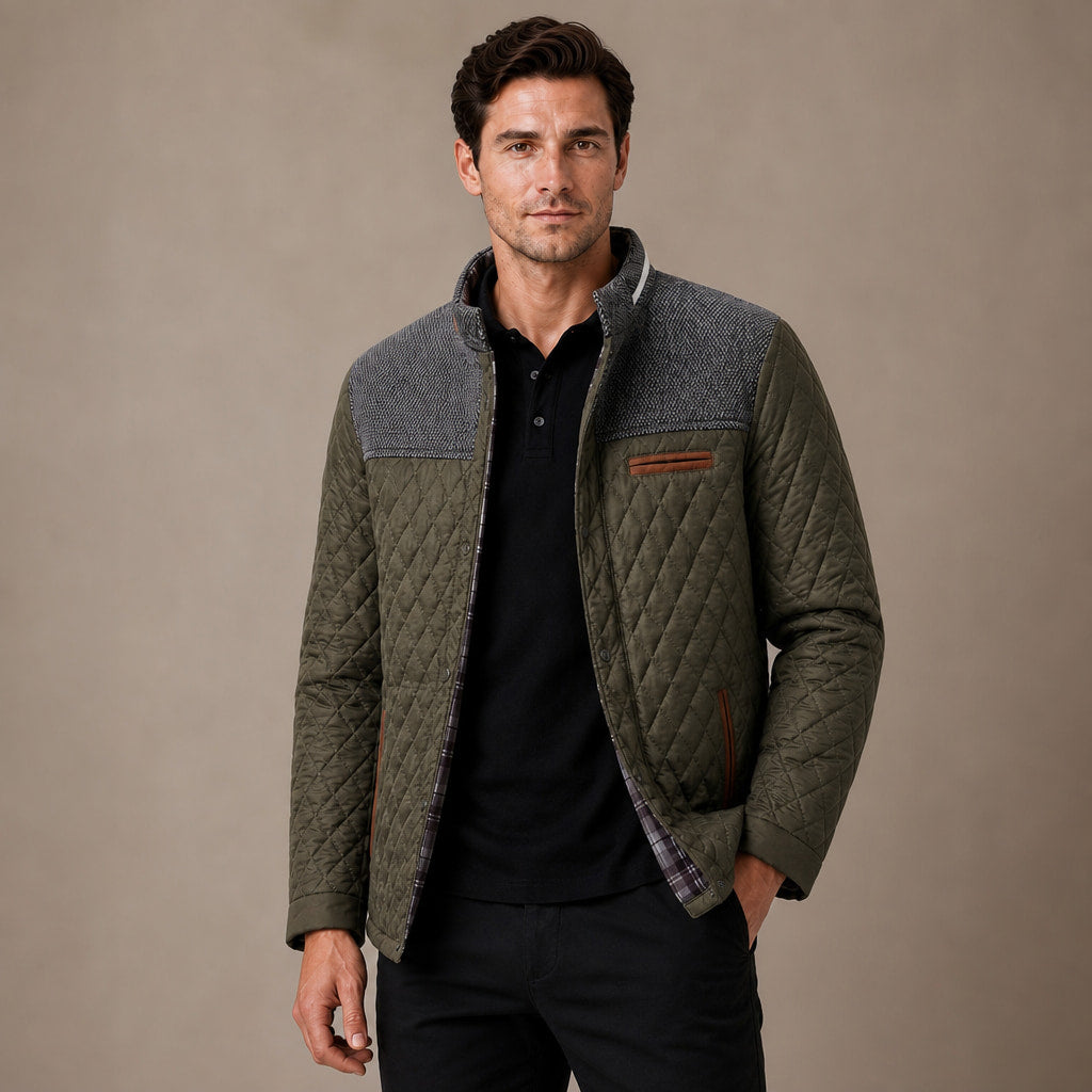 Puffer Jacket Lightweight Quilted Button-Down in Green – Tarlano Premium Menswear
