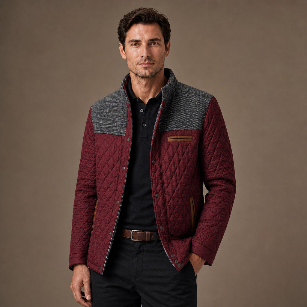 Puffer Jacket Lightweight Quilted Button-Down Wine – Product Photo