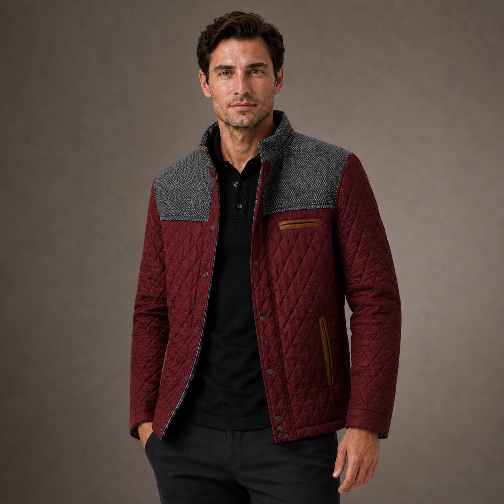 Puffer Jacket Lightweight Quilted Button-Down in Wine – Tarlano Premium Menswear